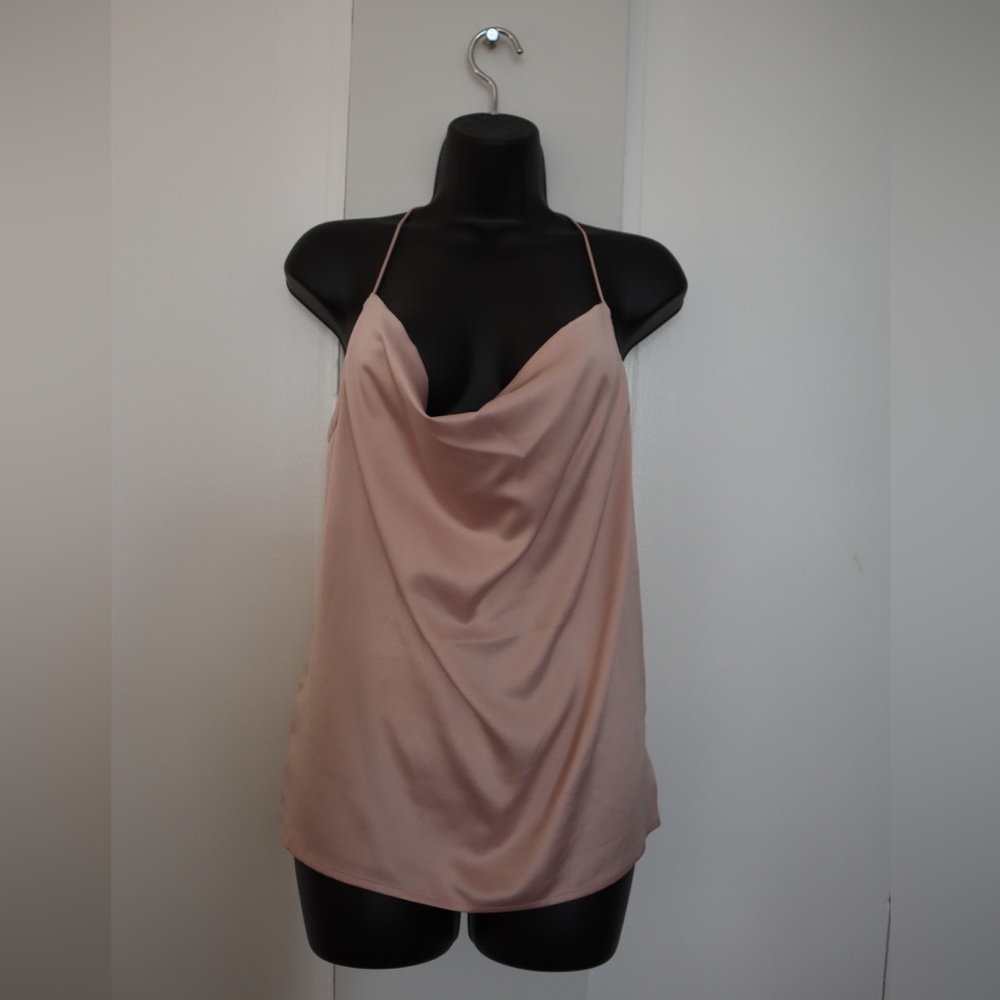 Express Satin Cowlneck Racerback | Pink | Size S